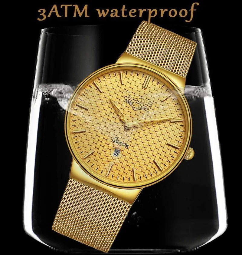 Herren Uhren Top Brand Luxus Ultra Dünne Quarz Uhr Männer Stahl Mesh Armband Wasserdicht Gold Uhr Relogio Masculino