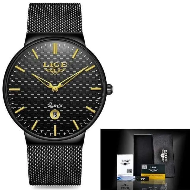 Herren Uhren Top Brand Luxus Ultra Dünne Quarz Uhr Männer Stahl Mesh Armband Wasserdicht Gold Uhr Relogio Masculino