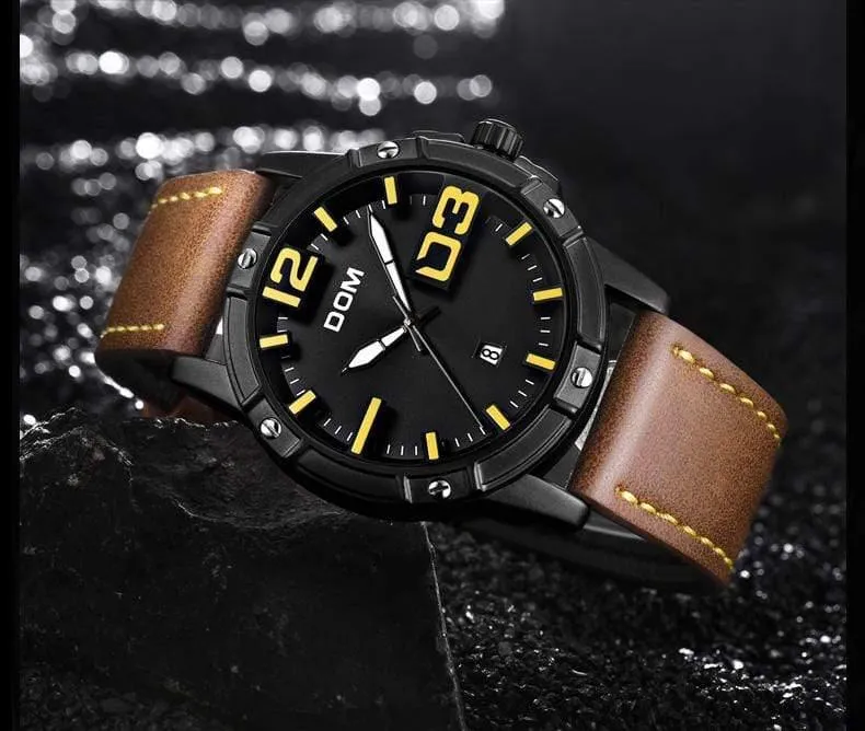 Männer Luxus Sport Quarz armbanduhr uhr Herren Uhren Leder Business Wasserdichte uhr Relogio Masculino M-1218BL-1M5