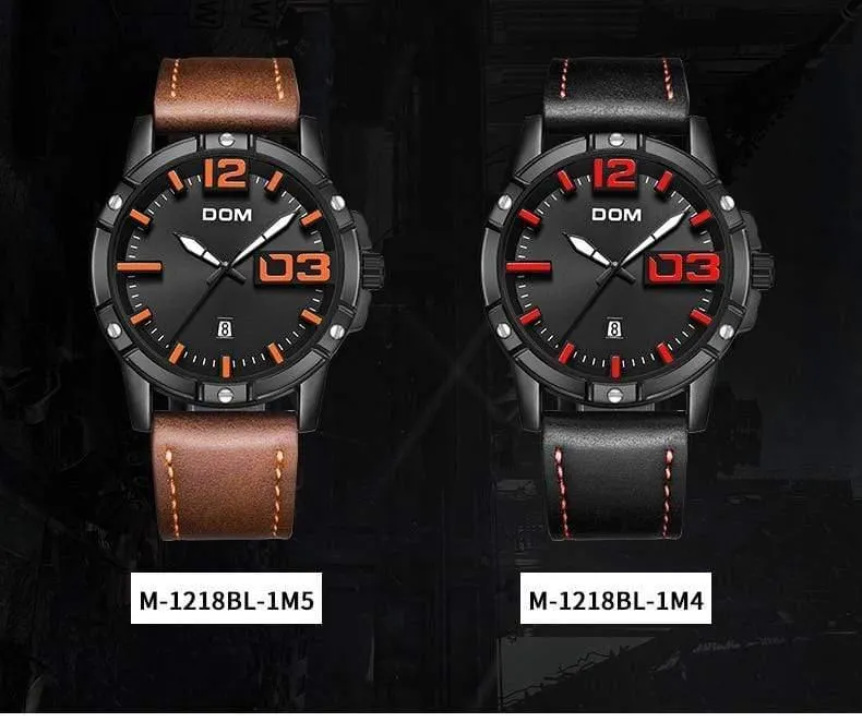 Männer Luxus Sport Quarz armbanduhr uhr Herren Uhren Leder Business Wasserdichte uhr Relogio Masculino M-1218BL-1M5
