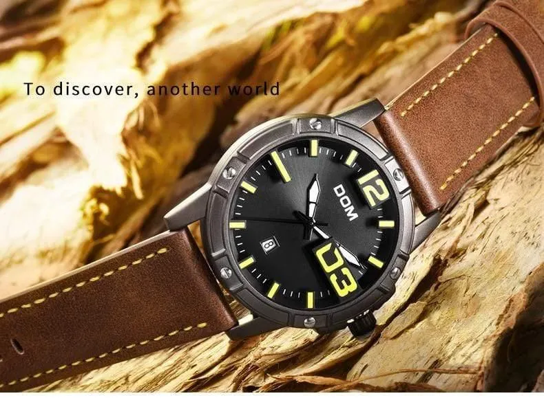 Männer Luxus Sport Quarz armbanduhr uhr Herren Uhren Leder Business Wasserdichte uhr Relogio Masculino M-1218BL-1M5