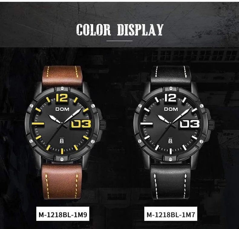 Männer Luxus Sport Quarz armbanduhr uhr Herren Uhren Leder Business Wasserdichte uhr Relogio Masculino M-1218BL-1M5