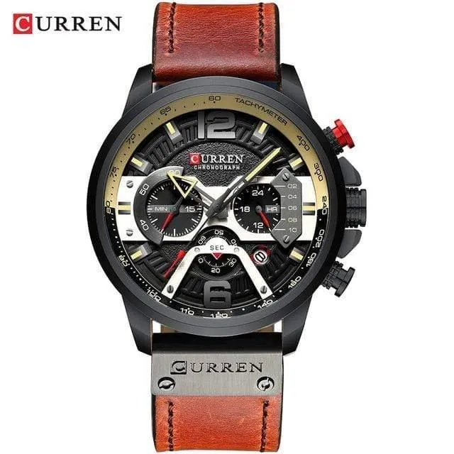 Herren Uhren Top Brand Luxus Leder Sport Uhr Männer Mode Chronograph Quarz Mann Uhr Wasserdicht Relogio Masculino