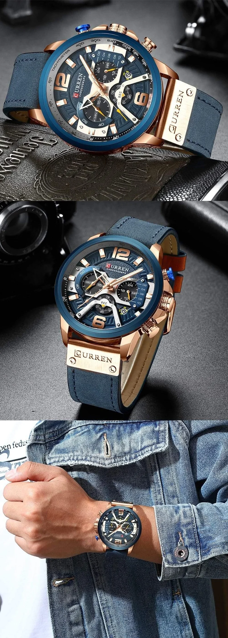 Herren Uhren Top Brand Luxus Leder Sport Uhr Männer Mode Chronograph Quarz Mann Uhr Wasserdicht Relogio Masculino