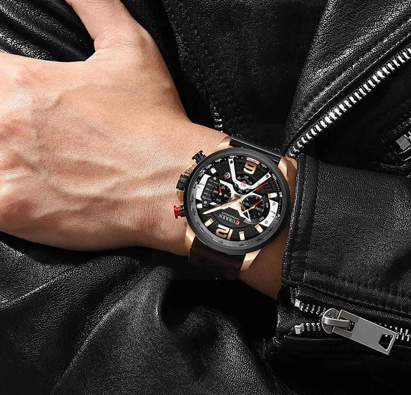 Herren Uhren Top Brand Luxus Leder Sport Uhr Männer Mode Chronograph Quarz Mann Uhr Wasserdicht Relogio Masculino
