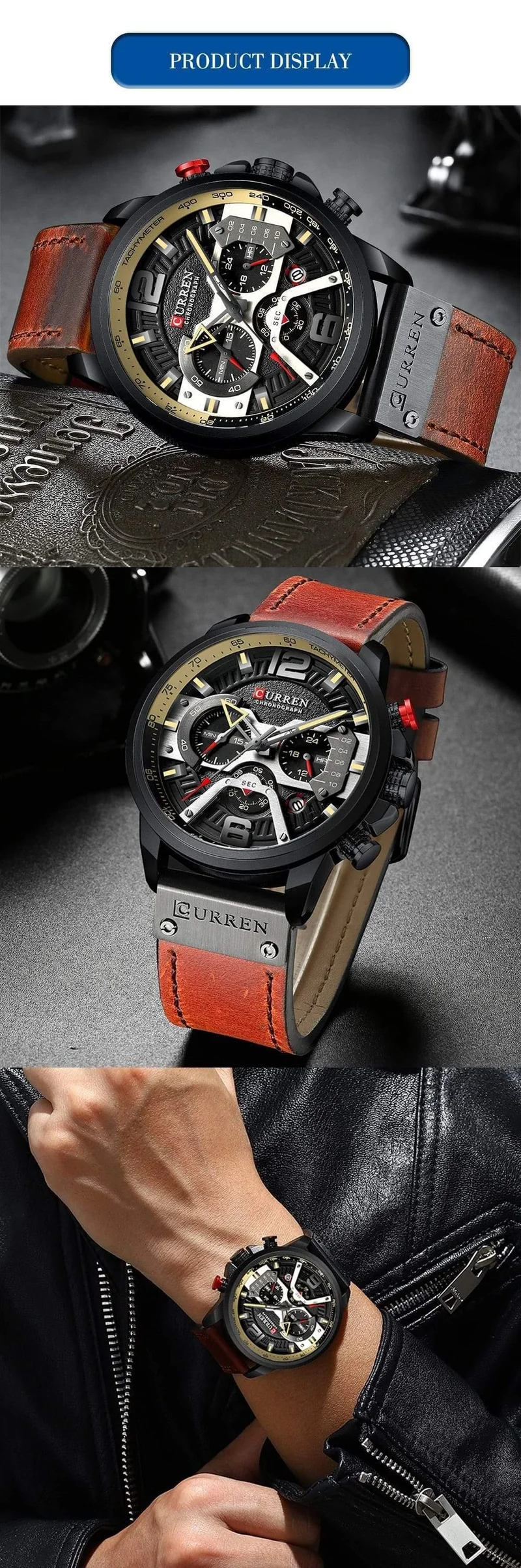 Herren Uhren Top Brand Luxus Leder Sport Uhr Männer Mode Chronograph Quarz Mann Uhr Wasserdicht Relogio Masculino
