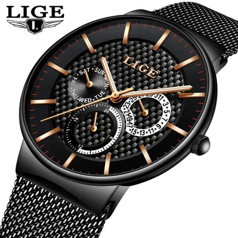 Herrenuhren Mode Top-marke Luxus Quarzuhr Männer Beiläufige Dünne Mesh Stahl Datum Wasserdichte Sportuhr Relogio Masculino