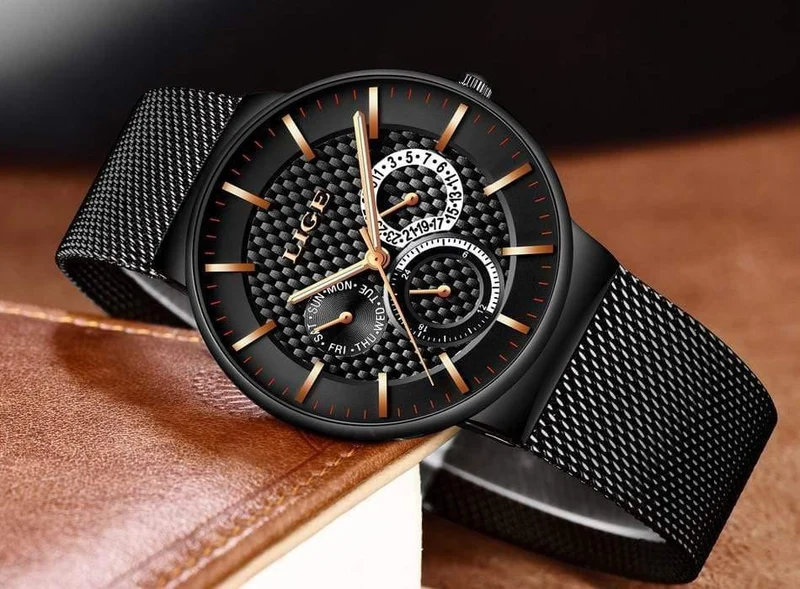 Herrenuhren Mode Top-marke Luxus Quarzuhr Männer Beiläufige Dünne Mesh Stahl Datum Wasserdichte Sportuhr Relogio Masculino
