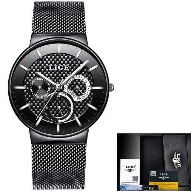 Herrenuhren Mode Top-marke Luxus Quarzuhr Männer Beiläufige Dünne Mesh Stahl Datum Wasserdichte Sportuhr Relogio Masculino