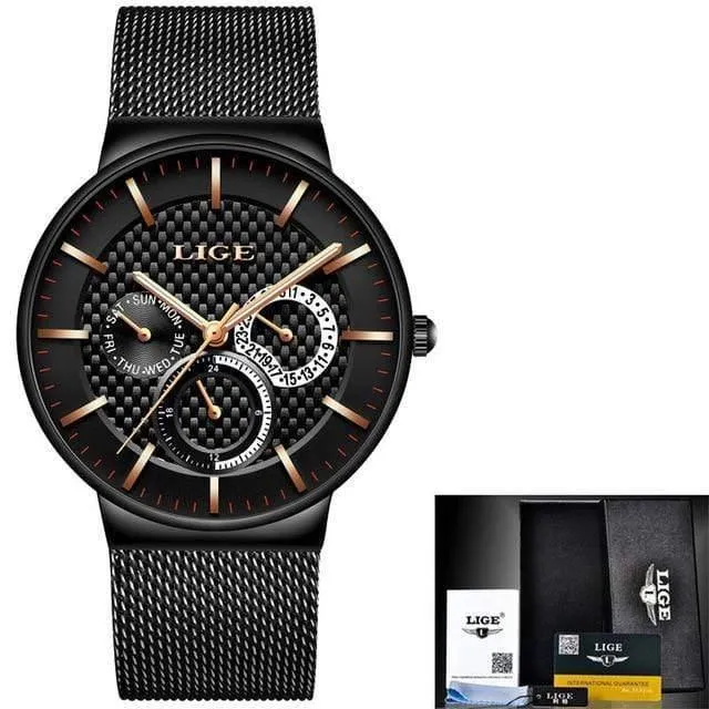 Herrenuhren Mode Top-marke Luxus Quarzuhr Männer Beiläufige Dünne Mesh Stahl Datum Wasserdichte Sportuhr Relogio Masculino
