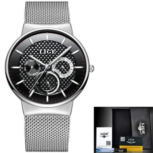 Herrenuhren Mode Top-marke Luxus Quarzuhr Männer Beiläufige Dünne Mesh Stahl Datum Wasserdichte Sportuhr Relogio Masculino