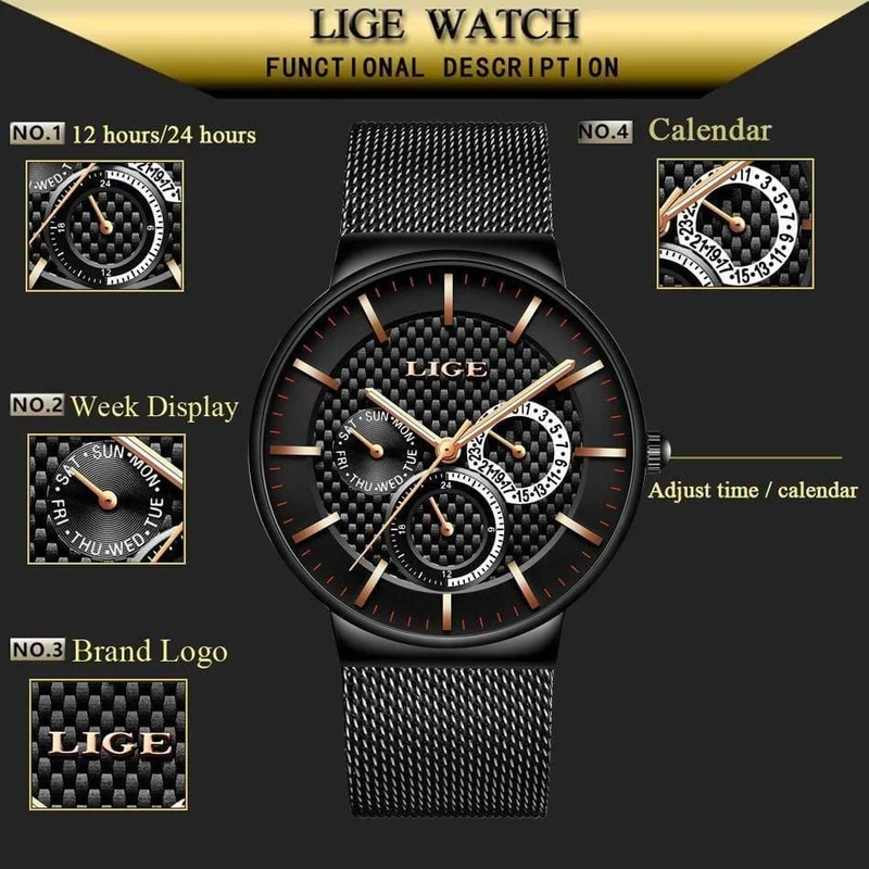 Herrenuhren Mode Top-marke Luxus Quarzuhr Männer Beiläufige Dünne Mesh Stahl Datum Wasserdichte Sportuhr Relogio Masculino