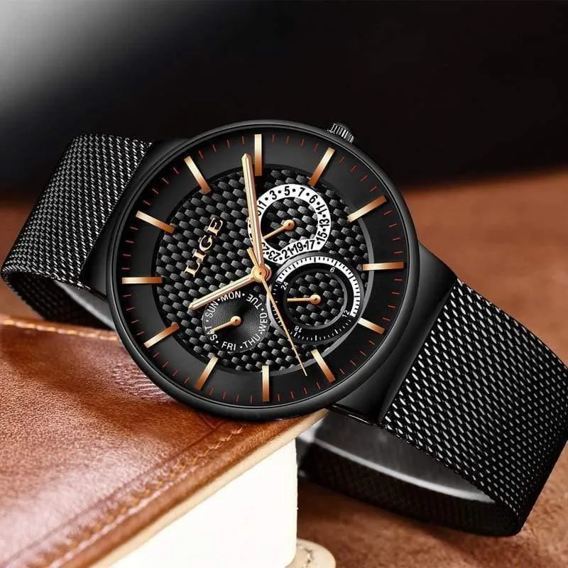 Herrenuhren Mode Top-marke Luxus Quarzuhr Männer Beiläufige Dünne Mesh Stahl Datum Wasserdichte Sportuhr Relogio Masculino