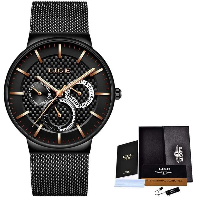 Herrenuhren Mode Top-marke Luxus Quarzuhr Männer Beiläufige Dünne Mesh Stahl Datum Wasserdichte Sportuhr Relogio Masculino