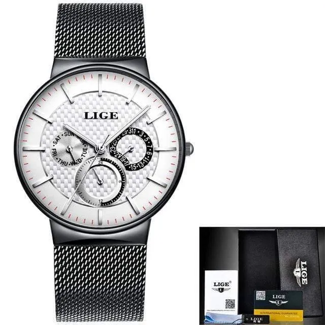 Herrenuhren Mode Top-marke Luxus Quarzuhr Männer Beiläufige Dünne Mesh Stahl Datum Wasserdichte Sportuhr Relogio Masculino