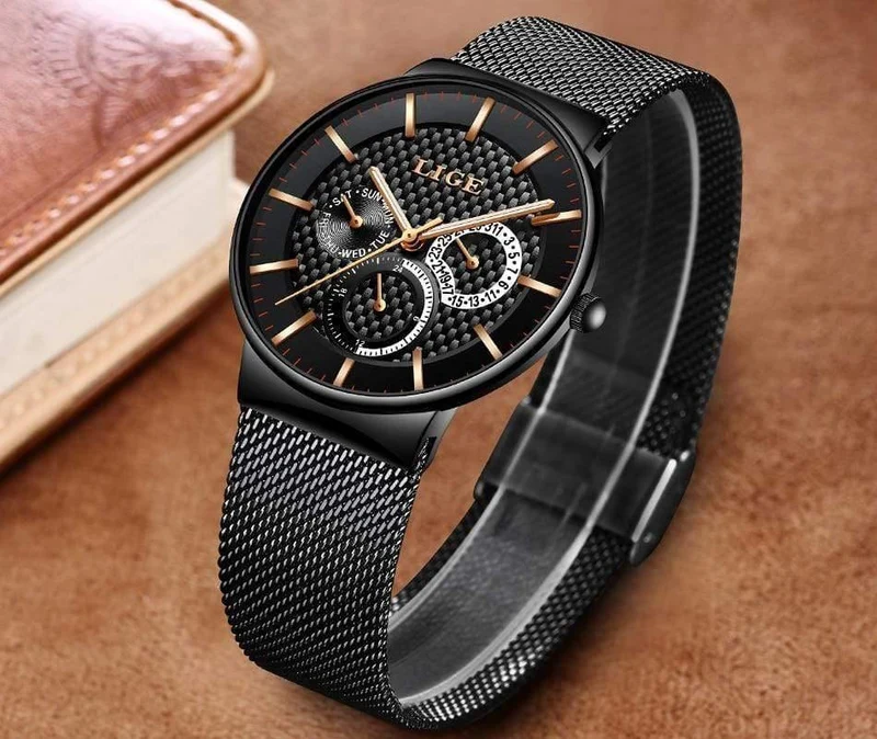Herrenuhren Mode Top-marke Luxus Quarzuhr Männer Beiläufige Dünne Mesh Stahl Datum Wasserdichte Sportuhr Relogio Masculino