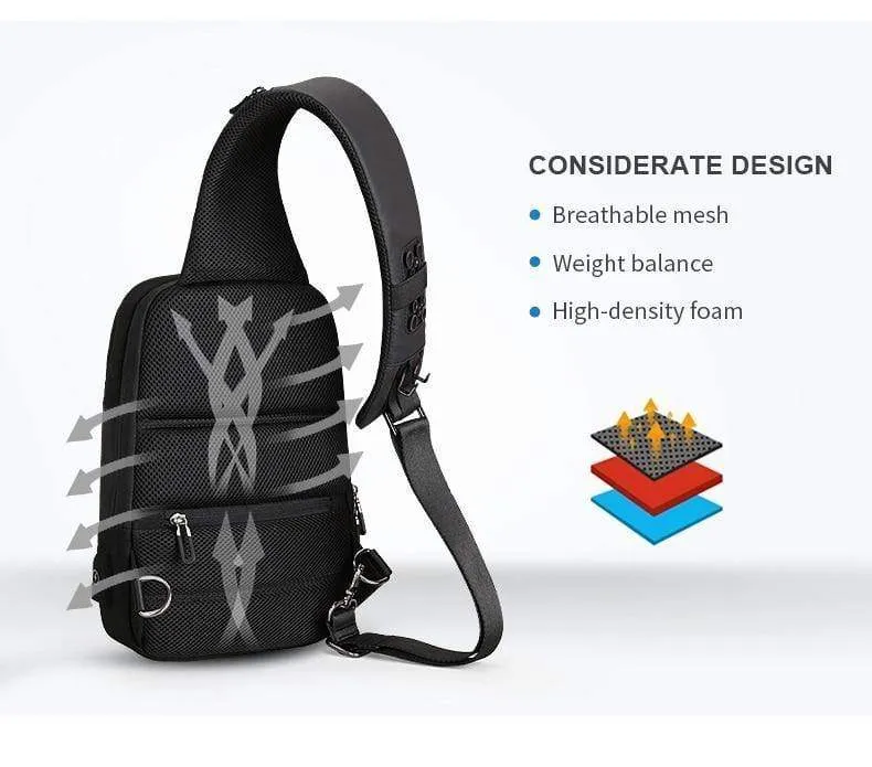 Anti-Dieb-Umhängetasche, wasserdichte Herren-Sling-Brusttasche, passend für 9.7 Zoll iPad, modische Umhängetasche