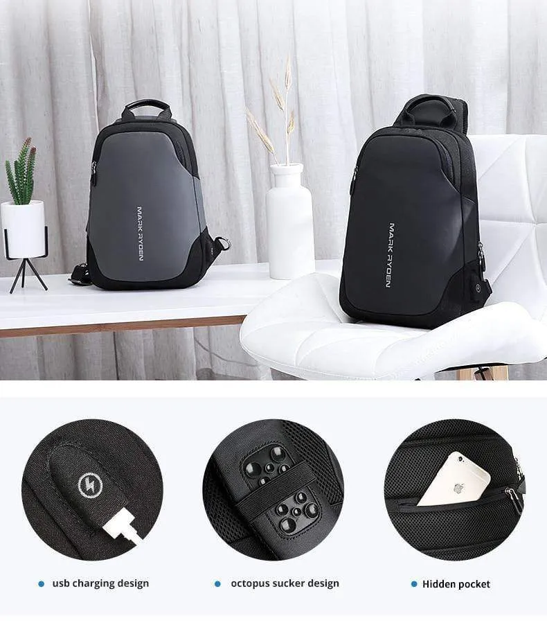 Anti-Dieb-Umhängetasche, wasserdichte Herren-Sling-Brusttasche, passend für 9.7 Zoll iPad, modische Umhängetasche
