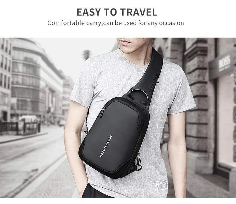 Anti-Dieb-Umhängetasche, wasserdichte Herren-Sling-Brusttasche, passend für 9.7 Zoll iPad, modische Umhängetasche
