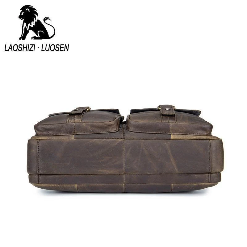 Echtes Leder Vintage Herren Tasche Handtasche Business Casual Herren Travel Laptop Tasche Umhängetaschen Tote Aktentasche