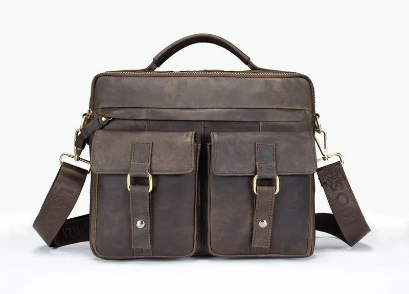 Echtes Leder Vintage Herren Tasche Handtasche Business Casual Herren Travel Laptop Tasche Umhängetaschen Tote Aktentasche