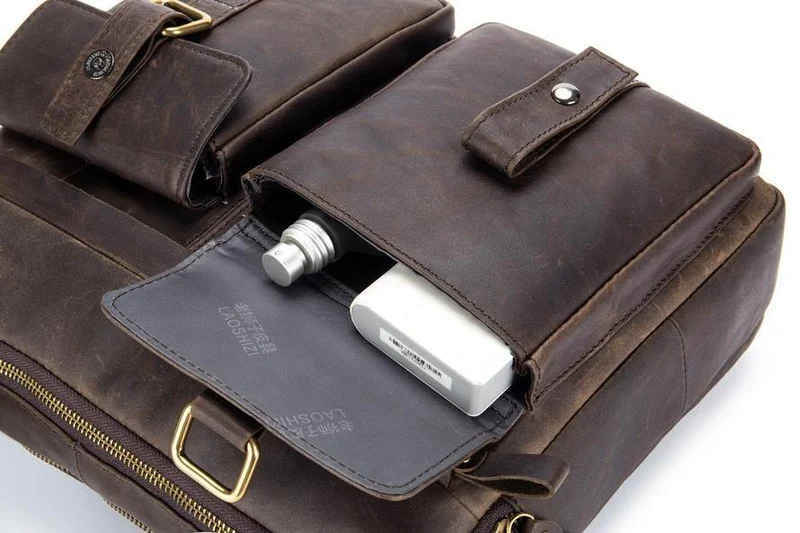 Echtes Leder Vintage Herren Tasche Handtasche Business Casual Herren Travel Laptop Tasche Umhängetaschen Tote Aktentasche