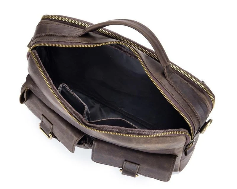 Echtes Leder Vintage Herren Tasche Handtasche Business Casual Herren Travel Laptop Tasche Umhängetaschen Tote Aktentasche