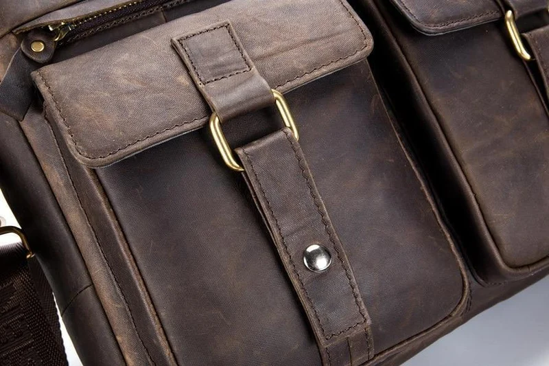 Echtes Leder Vintage Herren Tasche Handtasche Business Casual Herren Travel Laptop Tasche Umhängetaschen Tote Aktentasche