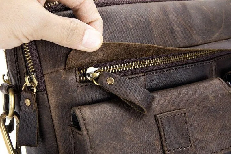 Echtes Leder Vintage Herren Tasche Handtasche Business Casual Herren Travel Laptop Tasche Umhängetaschen Tote Aktentasche