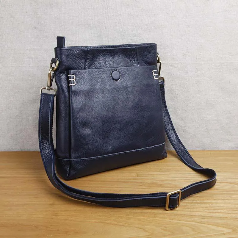 Handgefertigte Umhängetasche aus Leder für Herren, erste Schicht aus Rindsleder, Retro-Vertikal-Herrentasche, lässige Flut