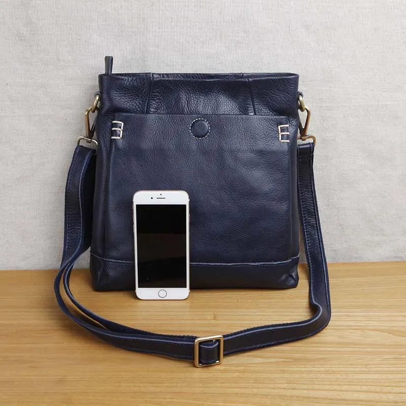 Handgefertigte Umhängetasche aus Leder für Herren, erste Schicht aus Rindsleder, Retro-Vertikal-Herrentasche, lässige Flut
