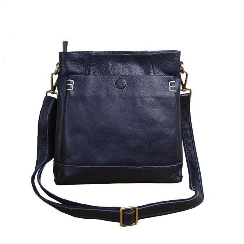 Handgefertigte Umhängetasche aus Leder für Herren, erste Schicht aus Rindsleder, Retro-Vertikal-Herrentasche, lässige Flut
