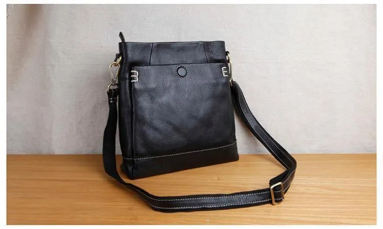 Handgefertigte Umhängetasche aus Leder für Herren, erste Schicht aus Rindsleder, Retro-Vertikal-Herrentasche, lässige Flut