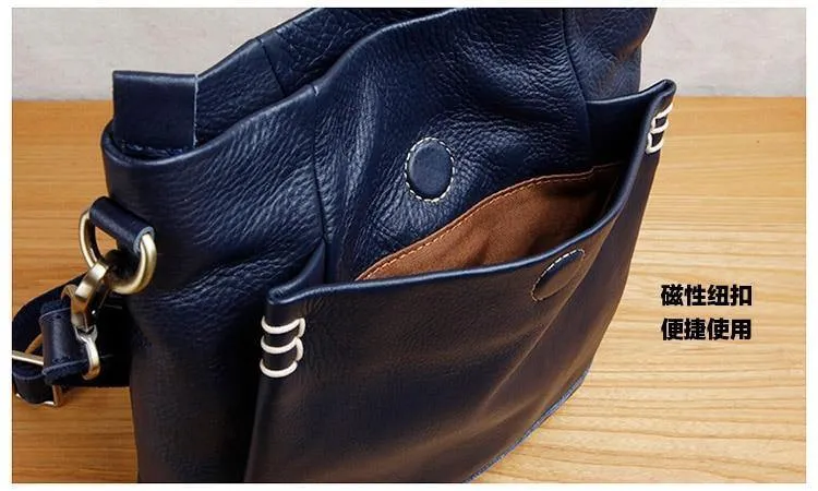 Handgefertigte Umhängetasche aus Leder für Herren, erste Schicht aus Rindsleder, Retro-Vertikal-Herrentasche, lässige Flut