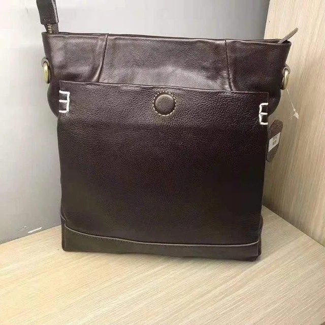 Handgefertigte Umhängetasche aus Leder für Herren, erste Schicht aus Rindsleder, Retro-Vertikal-Herrentasche, lässige Flut
