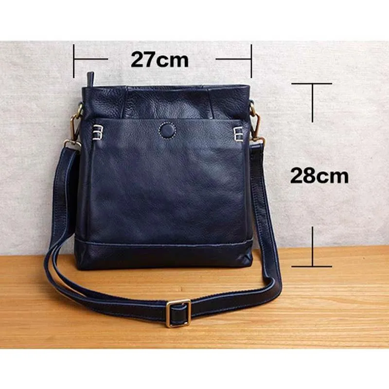 Handgefertigte Umhängetasche aus Leder für Herren, erste Schicht aus Rindsleder, Retro-Vertikal-Herrentasche, lässige Flut