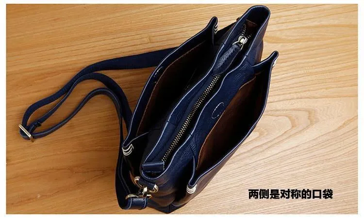 Handgefertigte Umhängetasche aus Leder für Herren, erste Schicht aus Rindsleder, Retro-Vertikal-Herrentasche, lässige Flut