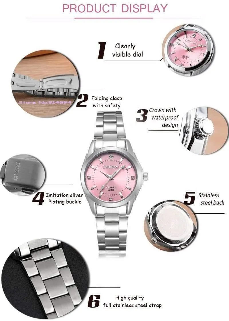Luxus Damen Casual Uhren wasserdichte Uhr Damen Mode Kleid Strass Uhr