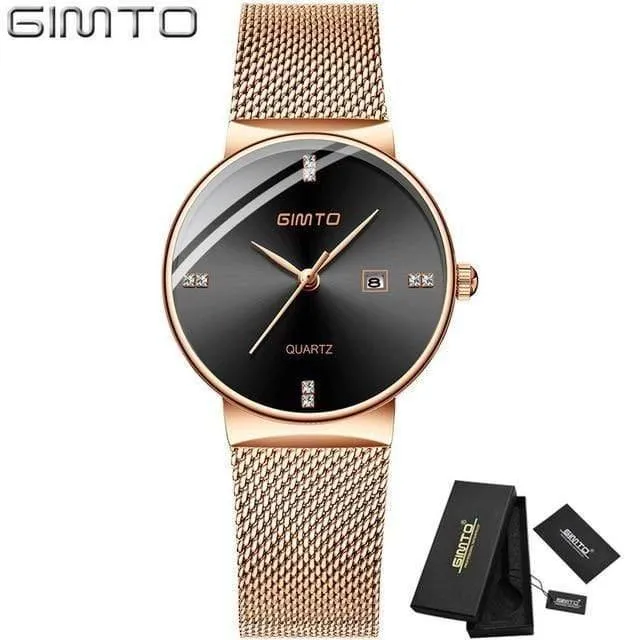 Damenuhren, Minimalismus, Strass, Kalender, Japan, Quarz, Damen-Armbanduhr, Geschenkuhr für Urlaubsliebhaber