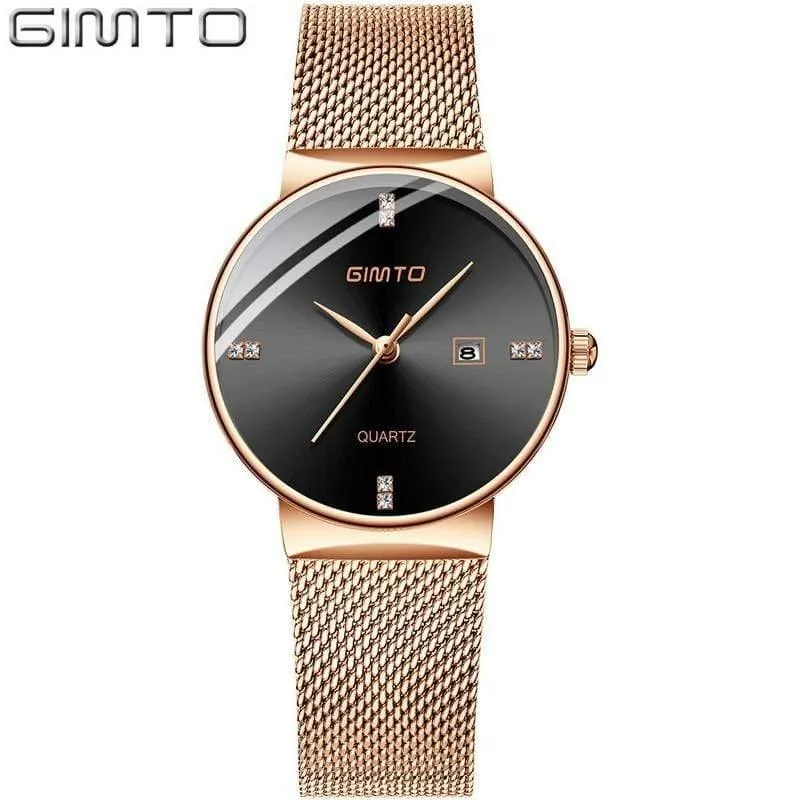 Damenuhren, Minimalismus, Strass, Kalender, Japan, Quarz, Damen-Armbanduhr, Geschenkuhr für Urlaubsliebhaber