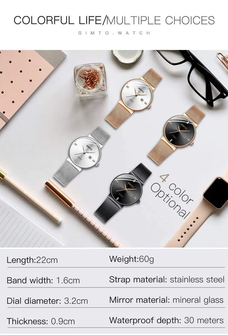 Damenuhren, Minimalismus, Strass, Kalender, Japan, Quarz, Damen-Armbanduhr, Geschenkuhr für Urlaubsliebhaber