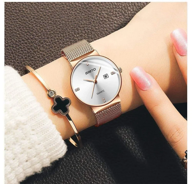 Damenuhren, Minimalismus, Strass, Kalender, Japan, Quarz, Damen-Armbanduhr, Geschenkuhr für Urlaubsliebhaber