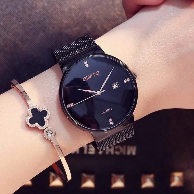 Damenuhren, Minimalismus, Strass, Kalender, Japan, Quarz, Damen-Armbanduhr, Geschenkuhr für Urlaubsliebhaber