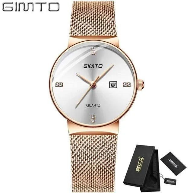 Damenuhren, Minimalismus, Strass, Kalender, Japan, Quarz, Damen-Armbanduhr, Geschenkuhr für Urlaubsliebhaber