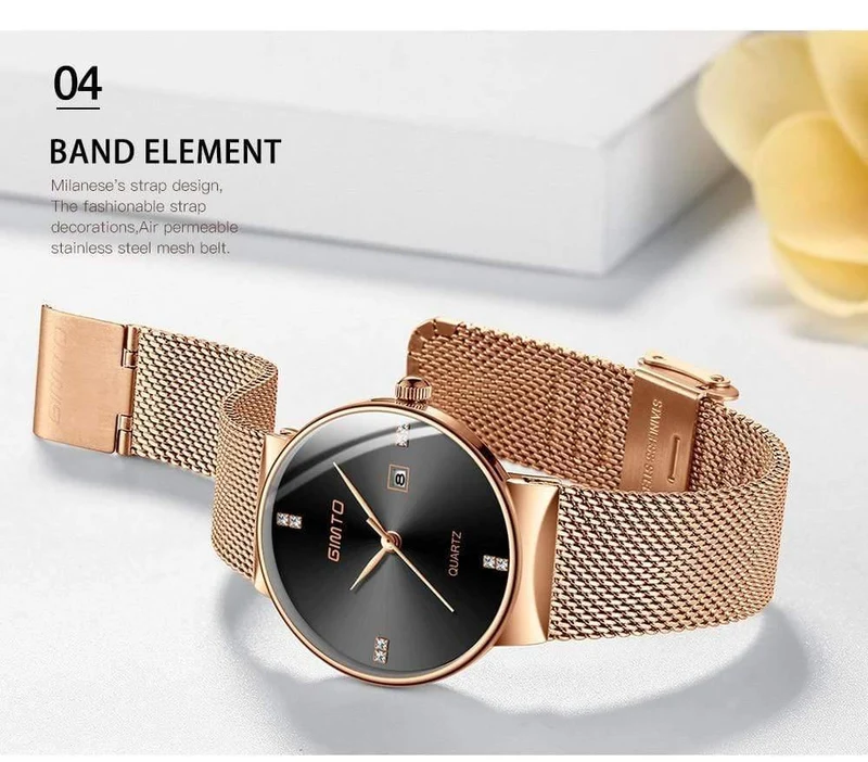 Damenuhren, Minimalismus, Strass, Kalender, Japan, Quarz, Damen-Armbanduhr, Geschenkuhr für Urlaubsliebhaber