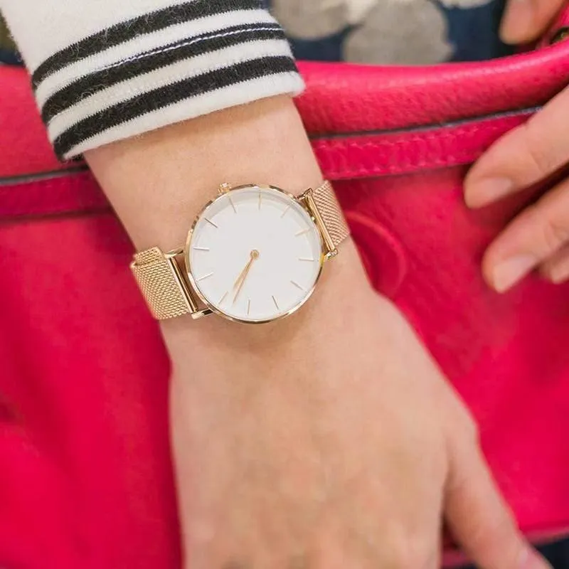 Mode armbanduhren frauen mailand edelstahl band dame quarzuhren uhr relogio feminino