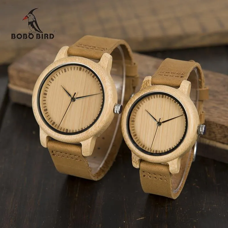 Uhren Frauen Relogio Feminino Bambus Holz Männer Uhr Leder Band Handgemachte Quarz Armbanduhr erkek kol saati