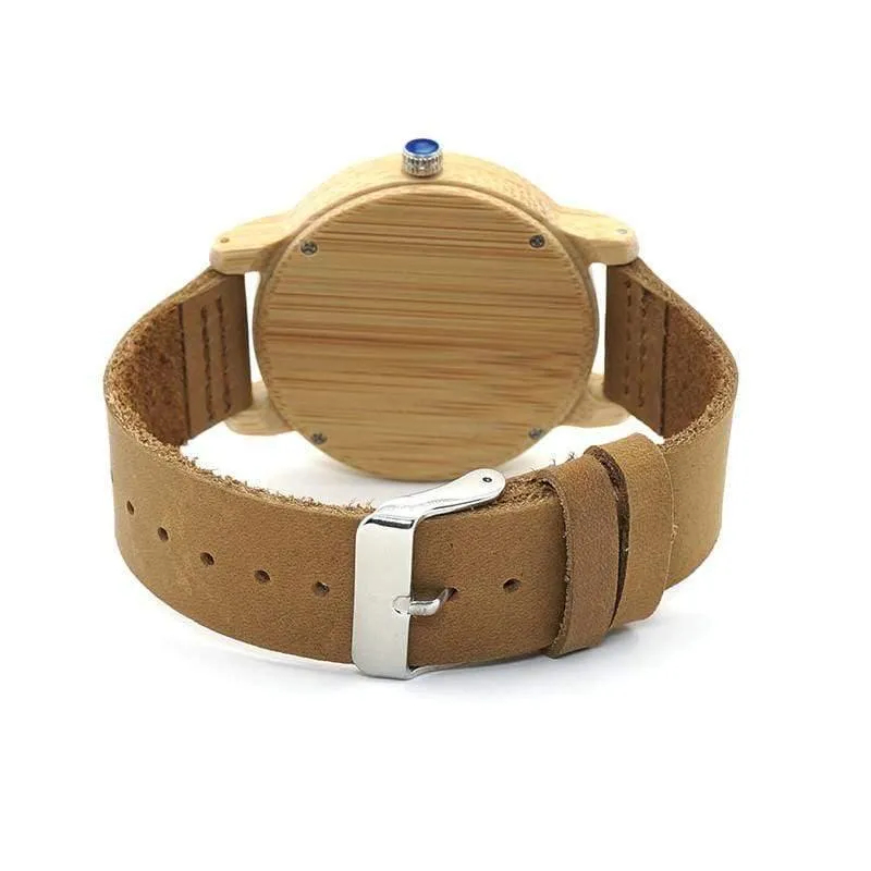 Uhren Frauen Relogio Feminino Bambus Holz Männer Uhr Leder Band Handgemachte Quarz Armbanduhr erkek kol saati