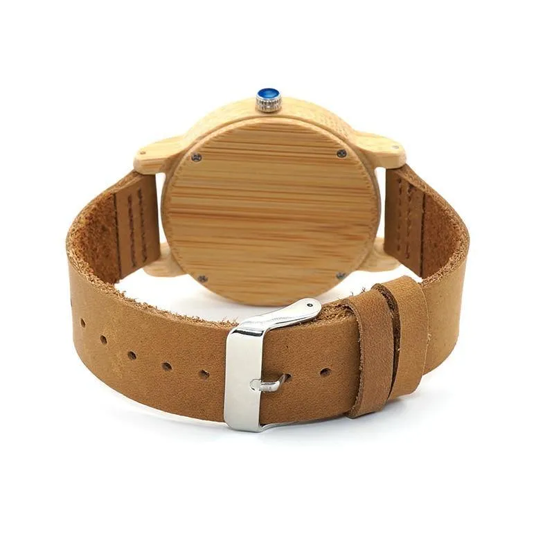 Uhren Frauen Relogio Feminino Bambus Holz Männer Uhr Leder Band Handgemachte Quarz Armbanduhr erkek kol saati