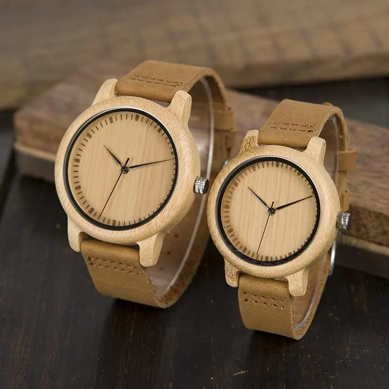 Uhren Frauen Relogio Feminino Bambus Holz Männer Uhr Leder Band Handgemachte Quarz Armbanduhr erkek kol saati